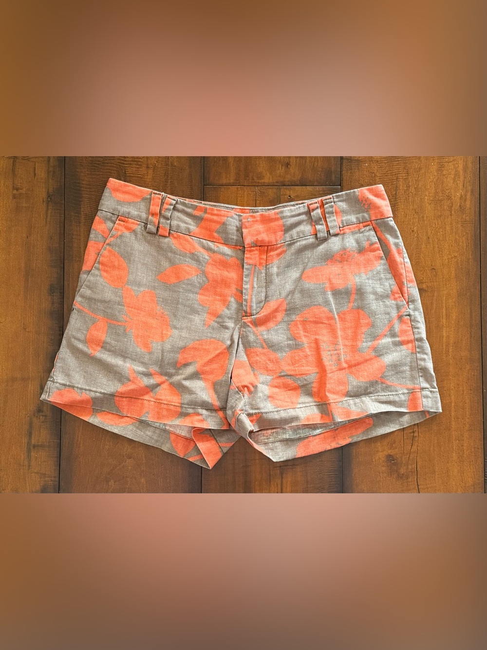 LOFT Coral Floral on Brown/Gray High-Waist Women’s Shorts